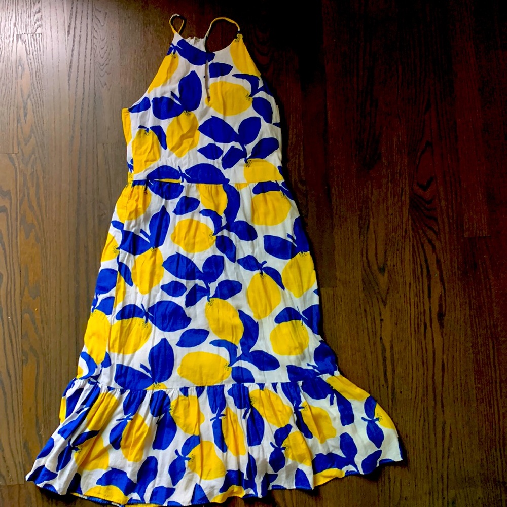 Loft lemon 🍋 print midi sun dress